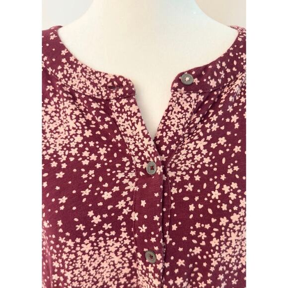 BODEN Long Sleeve Henley Patterned Floral Burst Cotton Shift Dress Size 10L - Picture 2 of 6